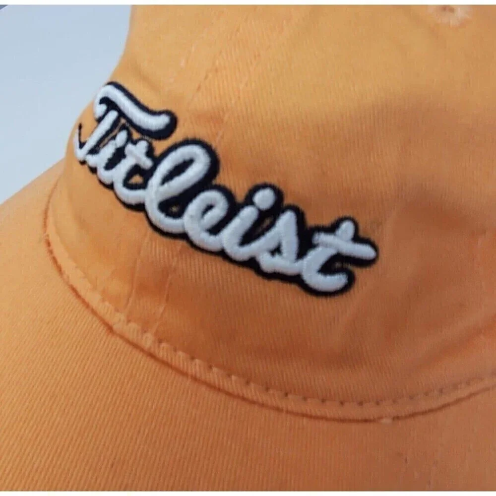 TITLEIST PEACH SALMON 100% COTTON BASEBALL HAT CLIP BACK ADJUSTABLE UNISEX OS